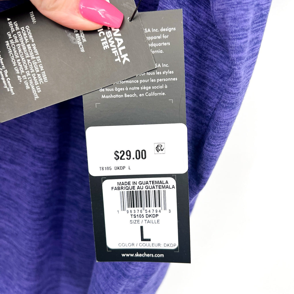 SKECHERS Women's GO DRI Swift Tunic Tee Large Dark Purple Short Sleeve NWT