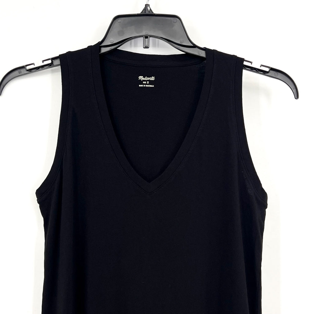MADEWELL Women's Northside V-Neck Tank Top Small Black Sleeveless NWT