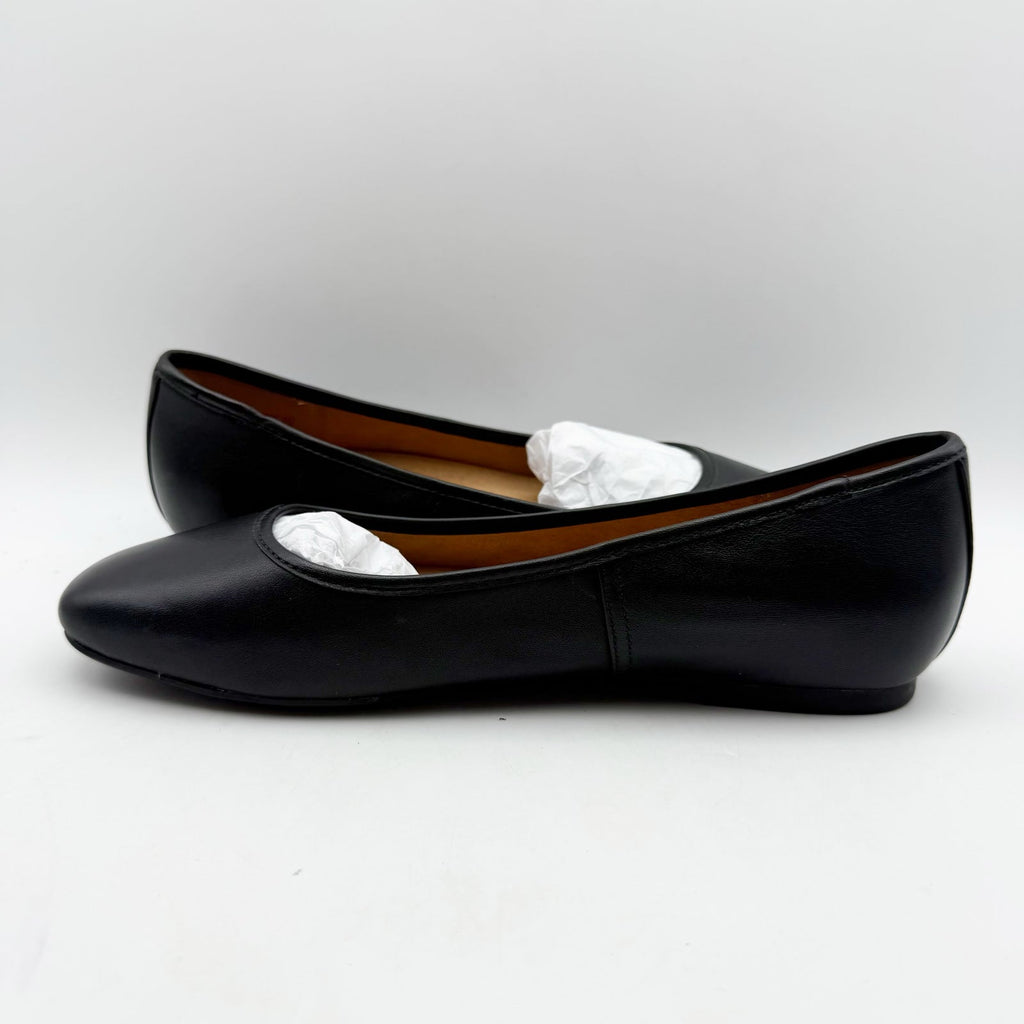 Vionic Womens Orinda Skimmers Flats Size 8.5 WIDE Black Leather Slip On NIB