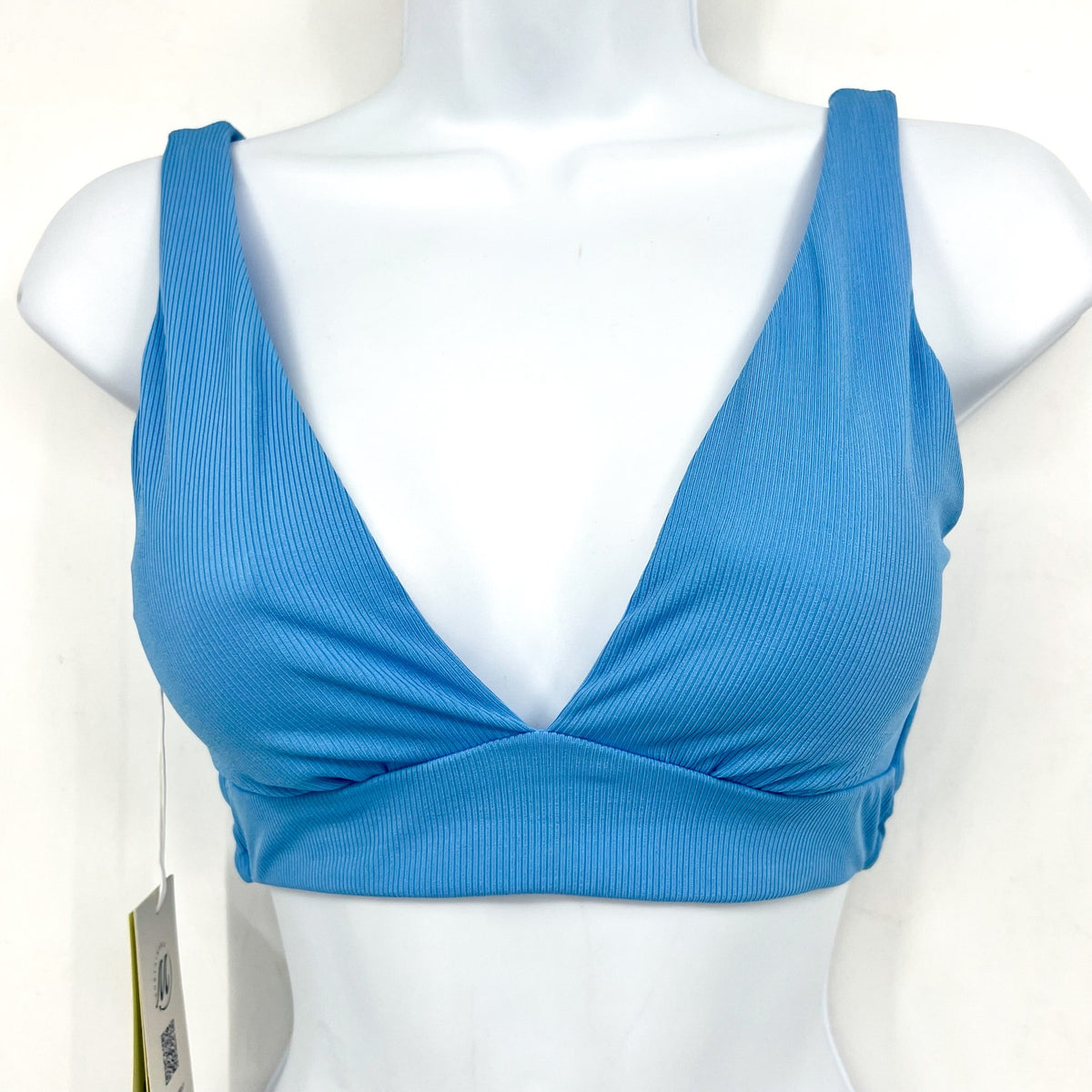 MAAJI Women's Long Line Triangle Bikini Top Medium Allure Blue Lace Up Back NWT