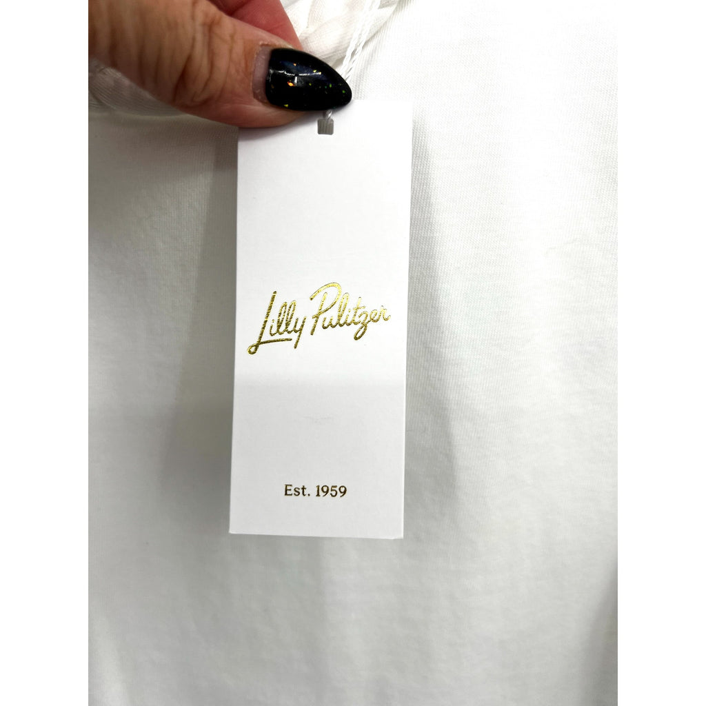 LILLY PULITZER Women's Paulson Knit Top Small Resort White 3/4 Sleeves NWT