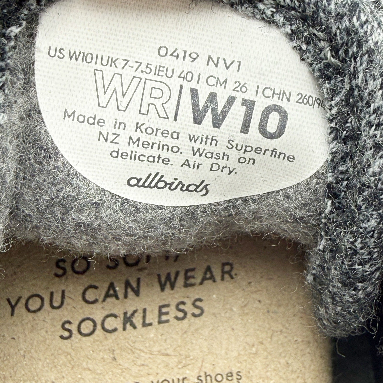 AllBirds Womens Wool Runner Casual Sneakers US 10 EU 40 Natural Grey NIB