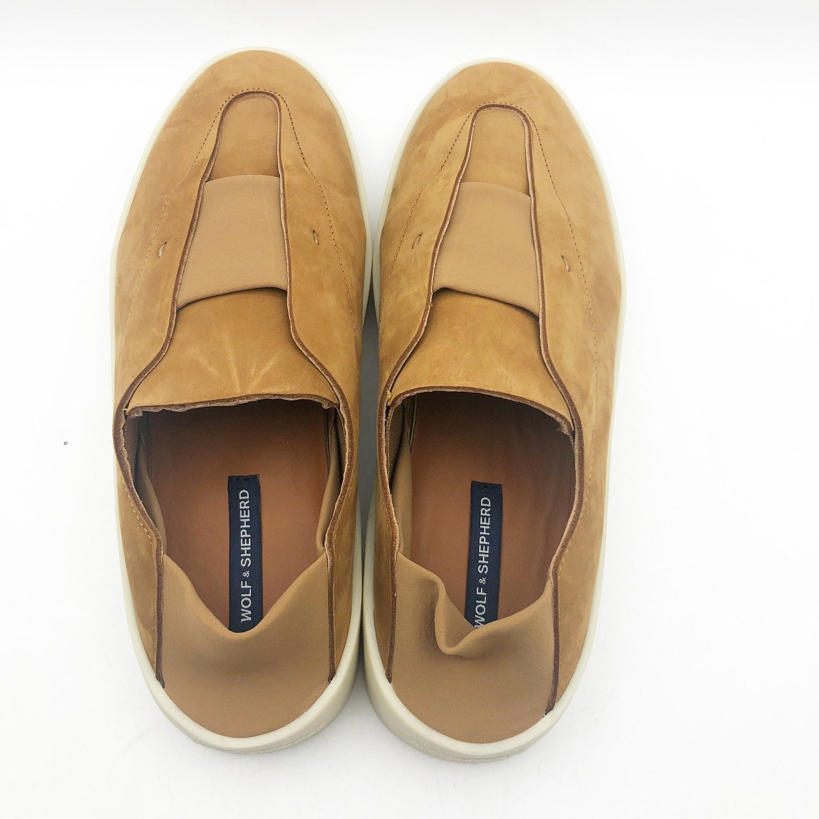 Wolf & Shepherd Womens 9 Mens 7.5 Cruise Ace Slip On Sneaker Tan Sandstorm NIB