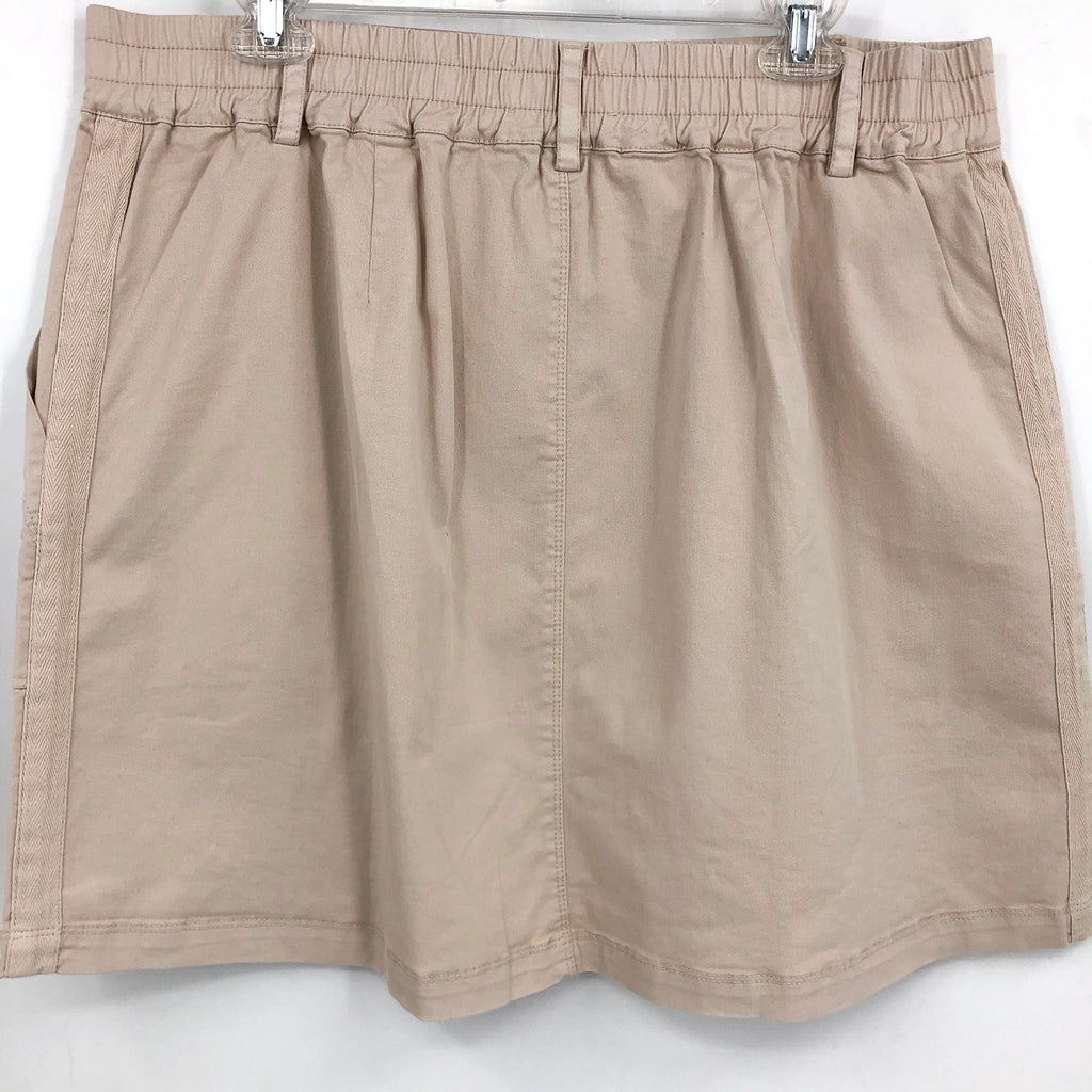 MICHAEL STARS Women's Monroe Twill Miniskirt 1X Khaki Cement Pockets Stretch NWT