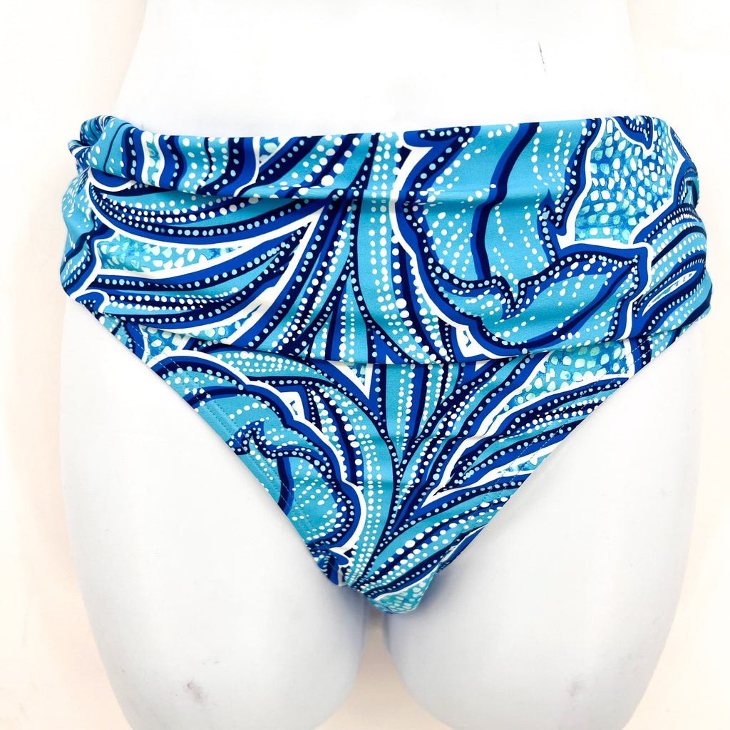 SUNSETS Women's Unforgettable Hipster Bikini Bottom Small Blue Seaside Vista NWT
