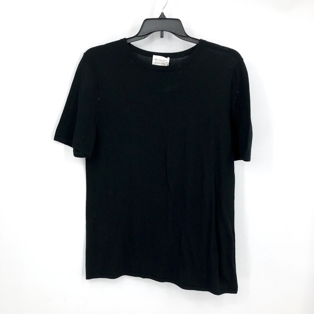 ACTIVE CASHMERE Women's T-Shirt Large Black 100% Cashmere Short Sleeve NWT