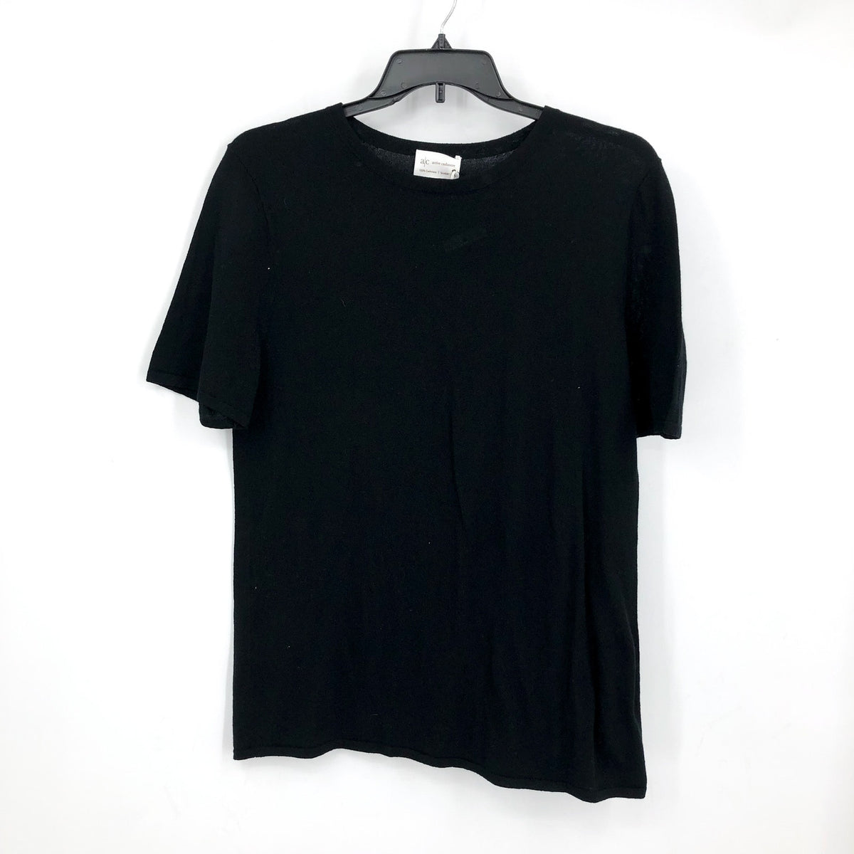 ACTIVE CASHMERE Women's T-Shirt Large Black 100% Cashmere Short Sleeve NWT