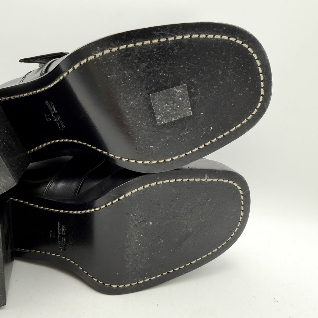 RE/DONE Womens Big Buckle Pumps EU 40 US 10 Black Leather Loafers EUC