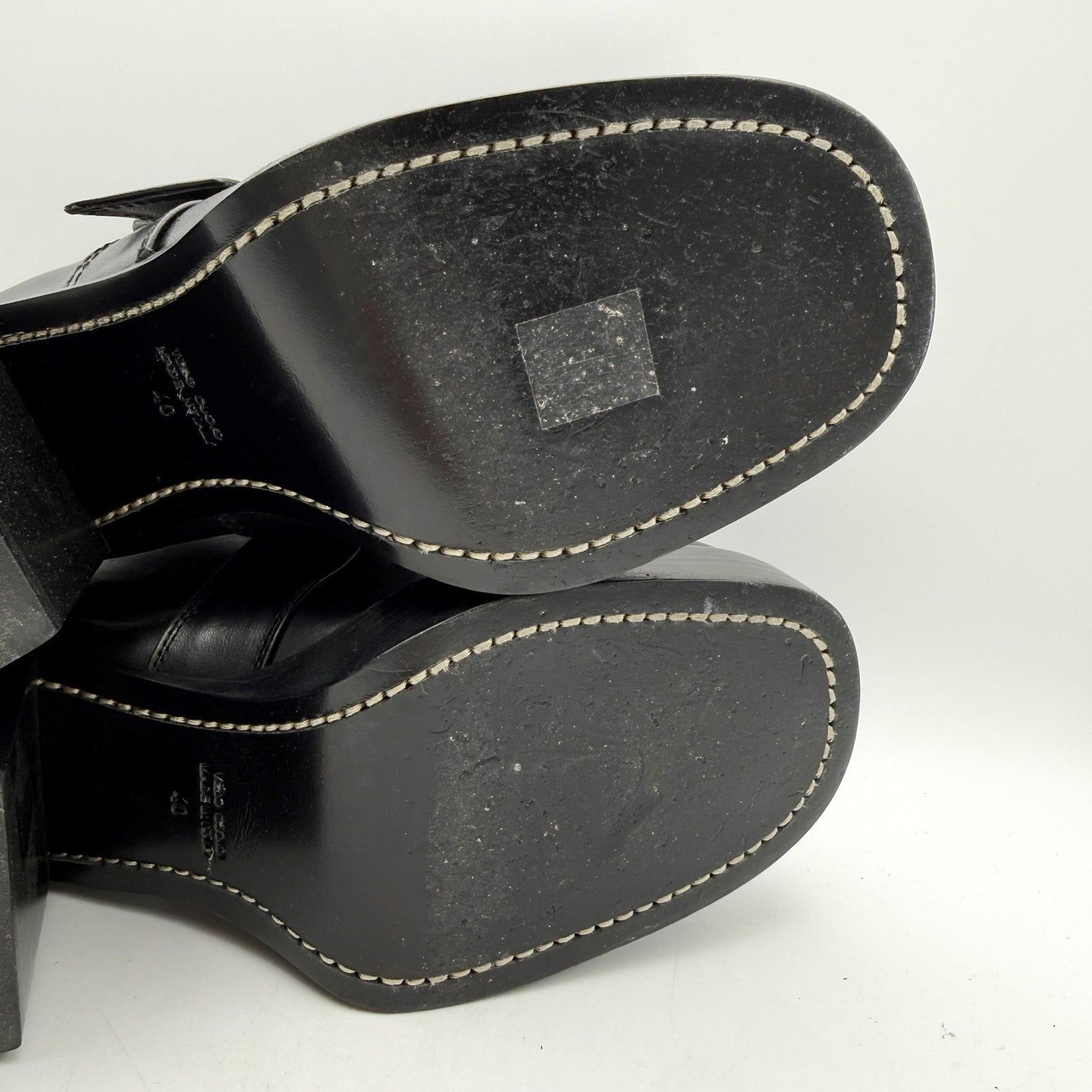 RE/DONE Womens Big Buckle Pumps EU 40 US 10 Black Leather Loafers EUC
