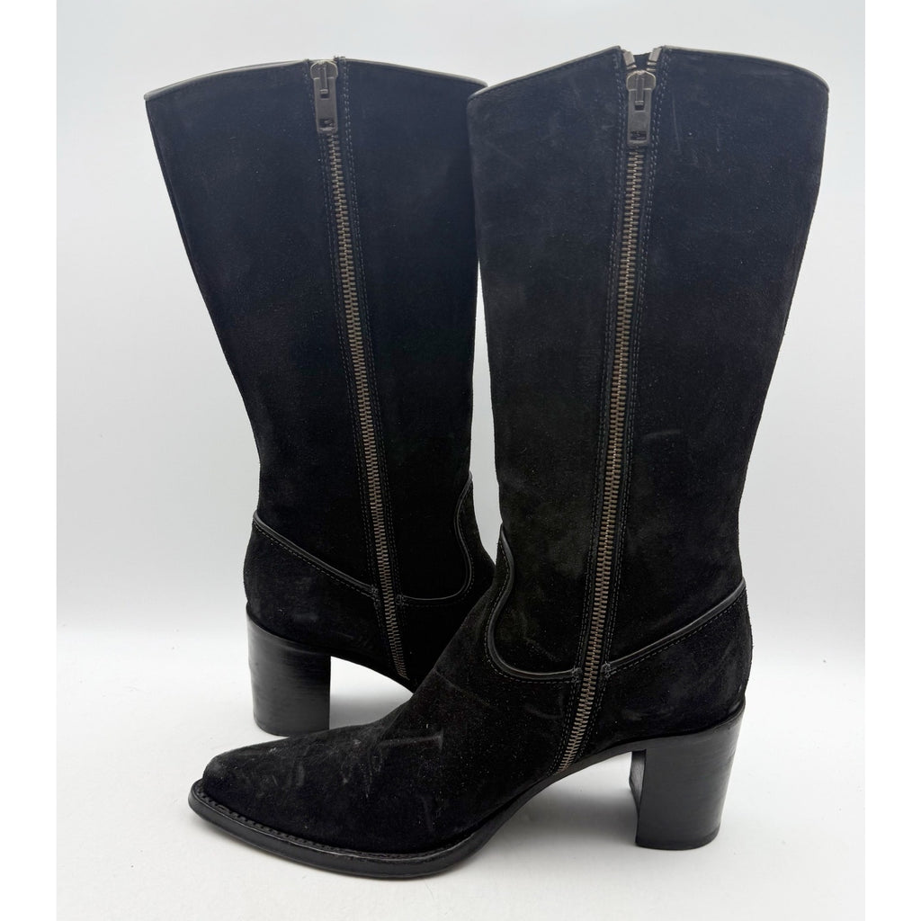 RE/DONE Womens 90s Western Knee High Boots EU 37 US 7 Black Suede EUC