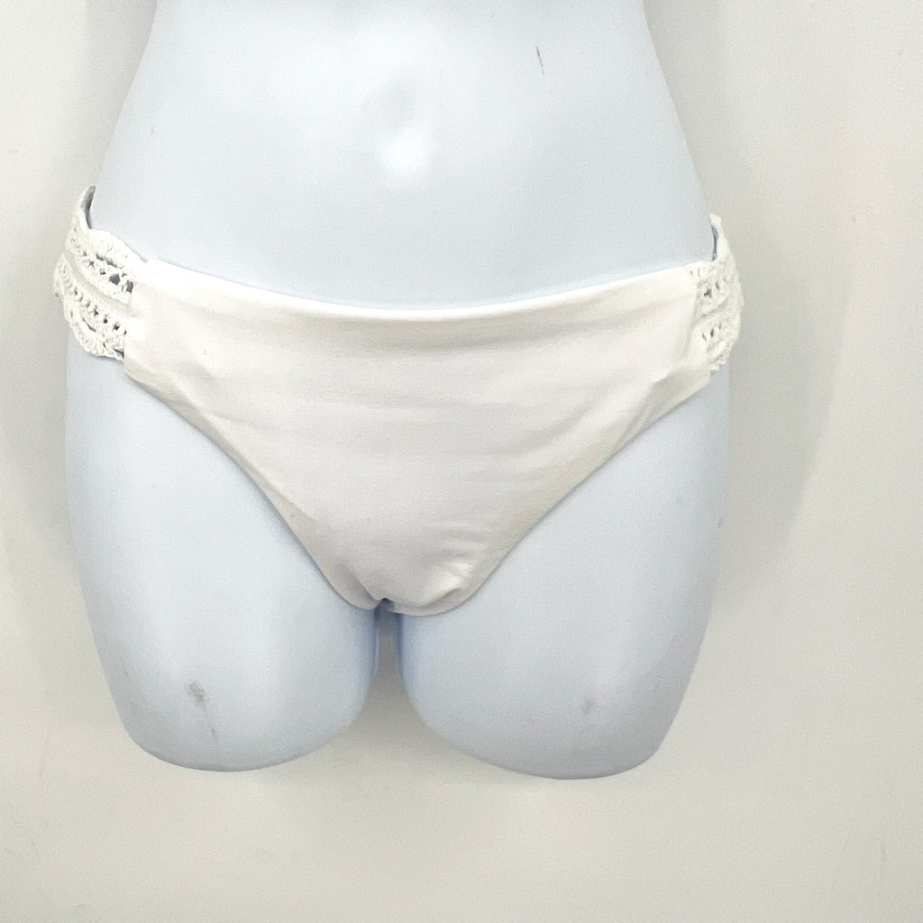 BECCA Women's Colette American Fit Bikini Bottom Small White Cheeky Coverage NWT