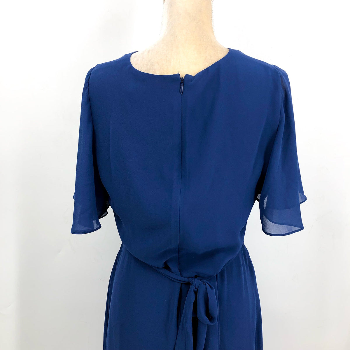 LAUREN RALPH LAUREN Women's Belted Georgette Dress Size 10 Blue Short Sleeve NWT
