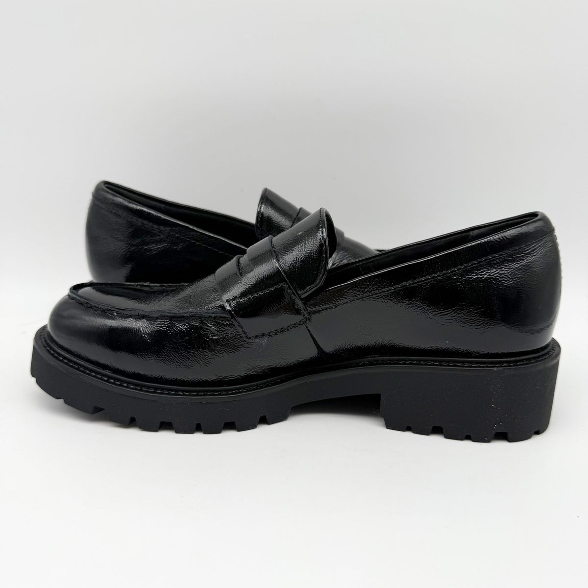 Vagabond Women Kenova Penny Loafers EU 40 US 10 Black Crinkle Leather NIB