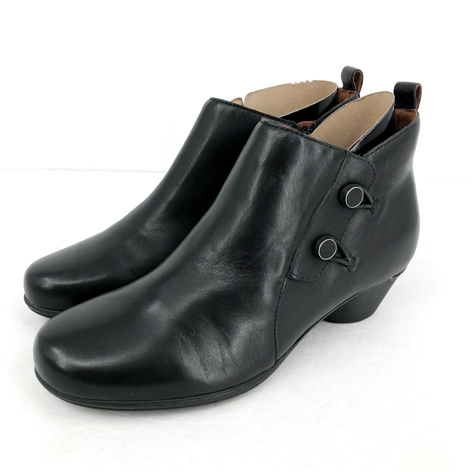 Cobb Hill Womens Larsa Ankle Bootie US 8 Wide EU 38.5 Black Leather NIB