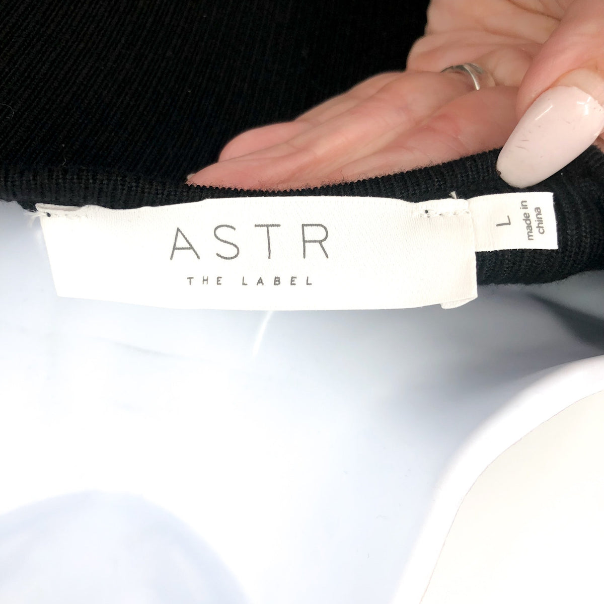 ASTR The Label Cross Front Slit Long Sweater Dress Large Black Knit VNeck NWT