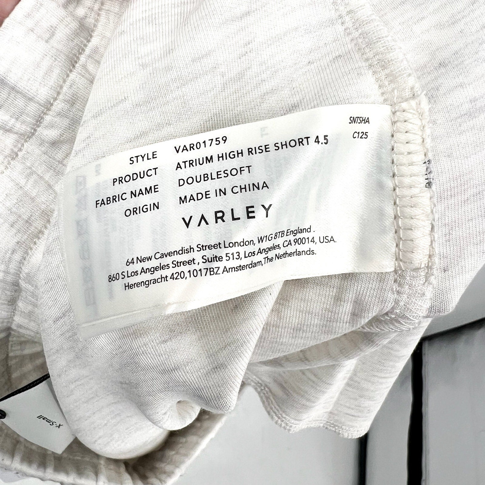 VARLEY Women's Atrium High Rise Shorts XS Ivory Marl 4.5" Inseam DoubleSoft NWT