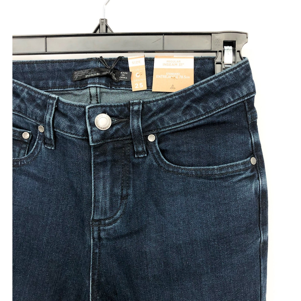 Prana Womens Sienna Skinny Jeans 25x30 US 0 Deep Blue Stretch Denim Mid Rise NWT