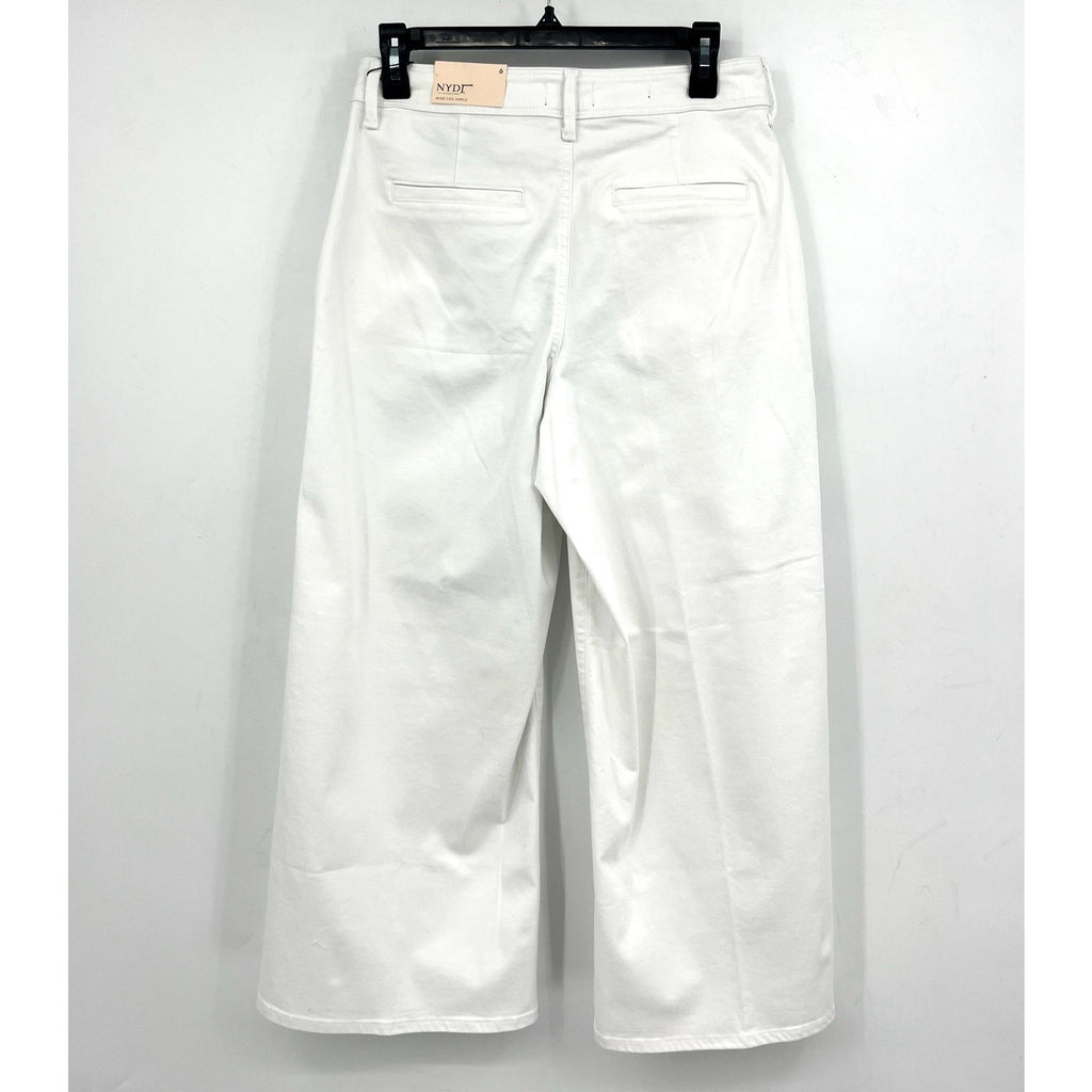 NYDJ Women's Mona Wide Leg Trouser Ankle Jeans Size 6 Optic White Denim NWT