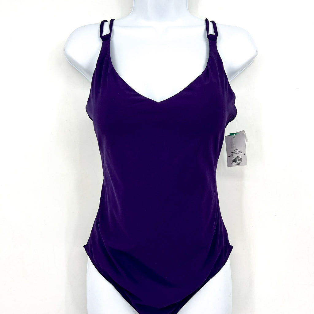SUNSETS Women's Veronica One Piece Swimsuit Large Purple Plum Cross-Back NWT