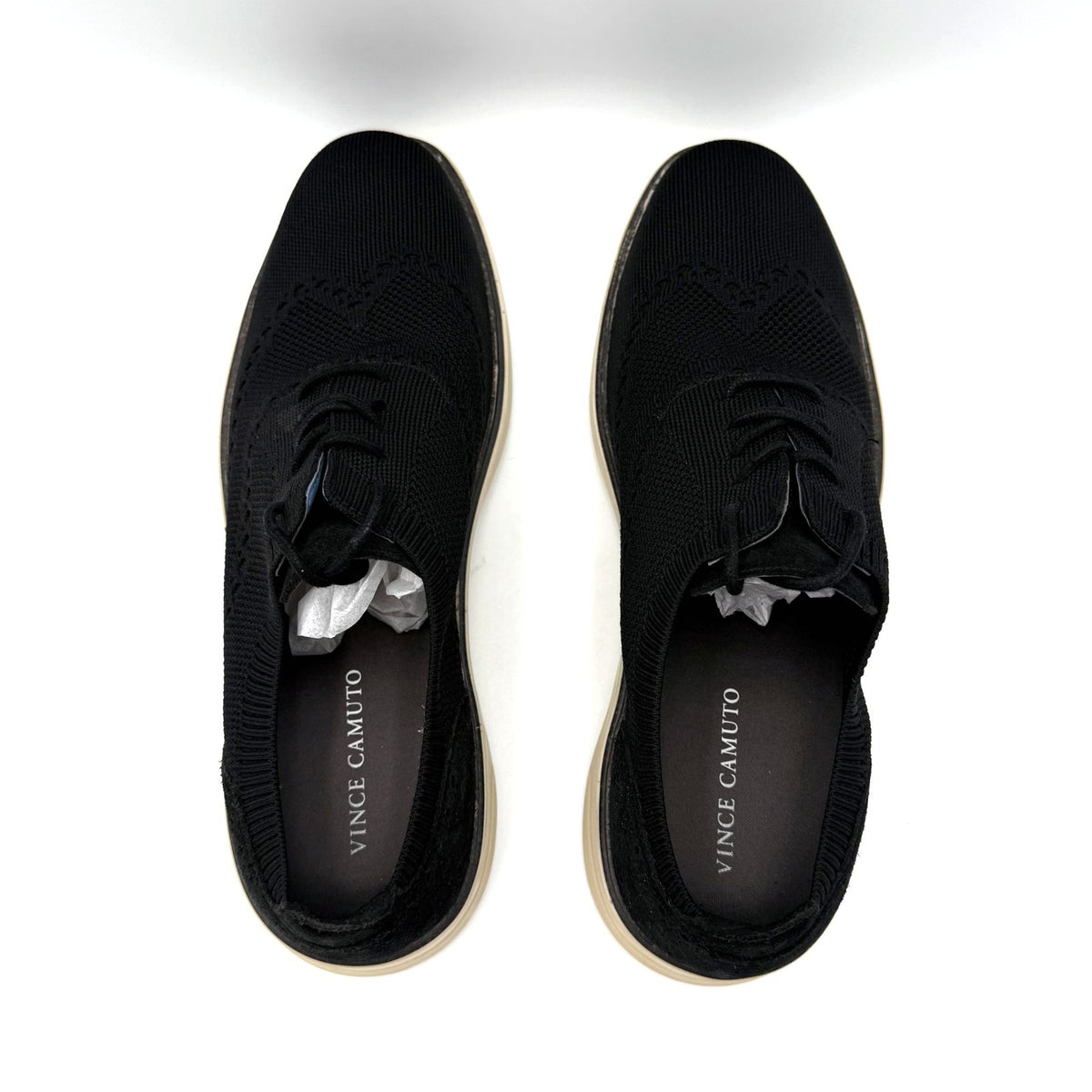 Vince Camuto Mens Hampt Wingtip Oxford Sneakers Size 11.5 Black Knit NIB