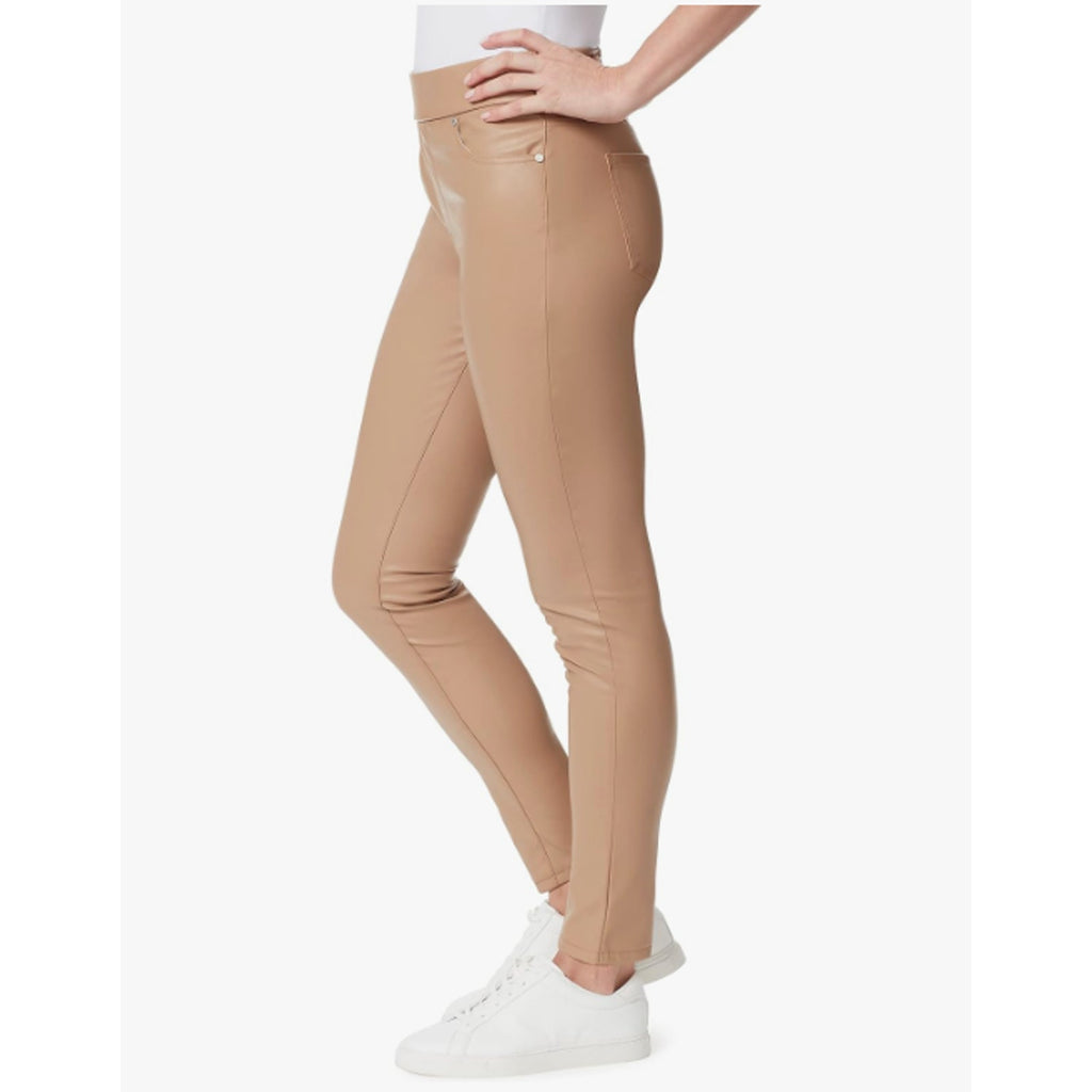GLORIA VANDERBILT Avery Faux Leather Leggings Size 14 Tan Pull on Skinny NWT