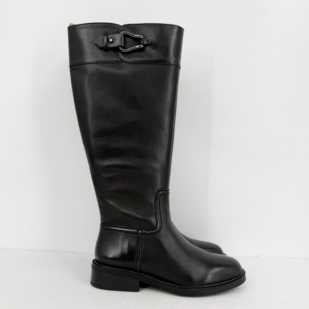 Vince Camuto Womens Andalian Knee High Boots US 6 M Wide Calf Black Leather NIB