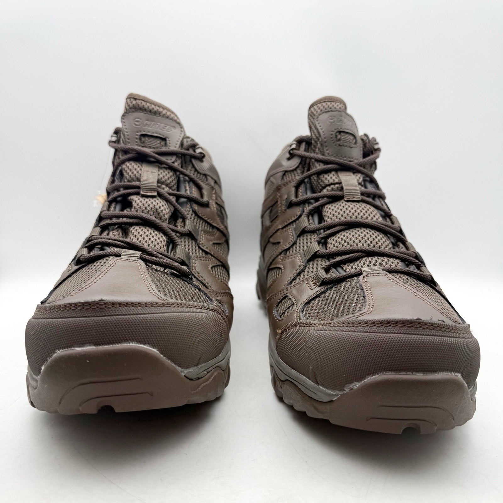 Hi-Tec Mens Ht Ravus Mid Hiking Boots US 15 EU 48 Brown Waterproof NWOB