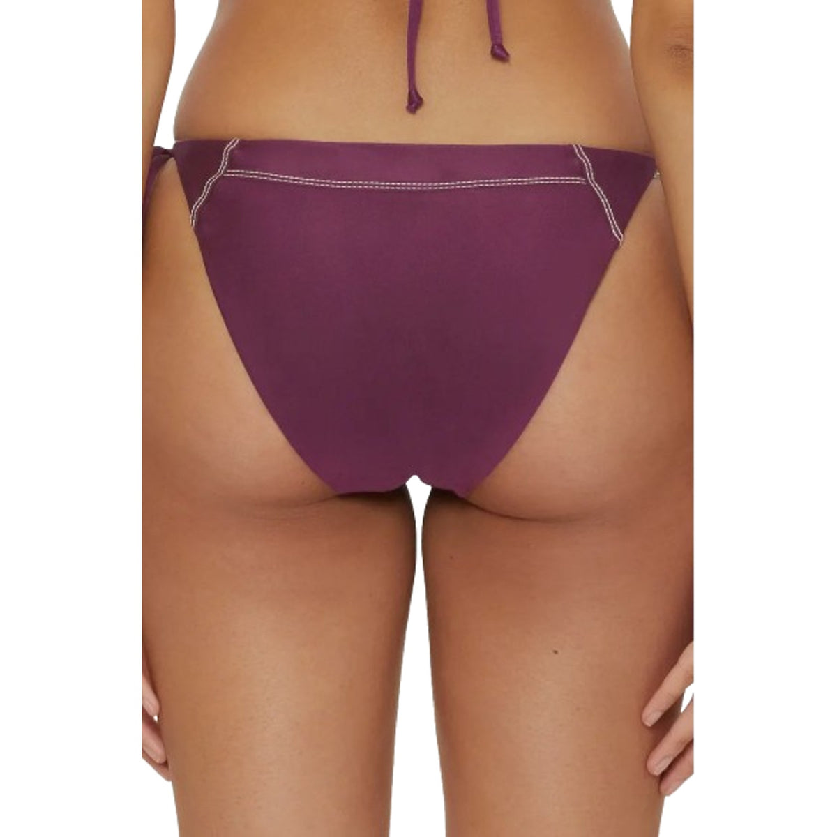 BECCA Women's Color Sheen Side Tie Bikini Bottoms Small Purple Aubergine NWT
