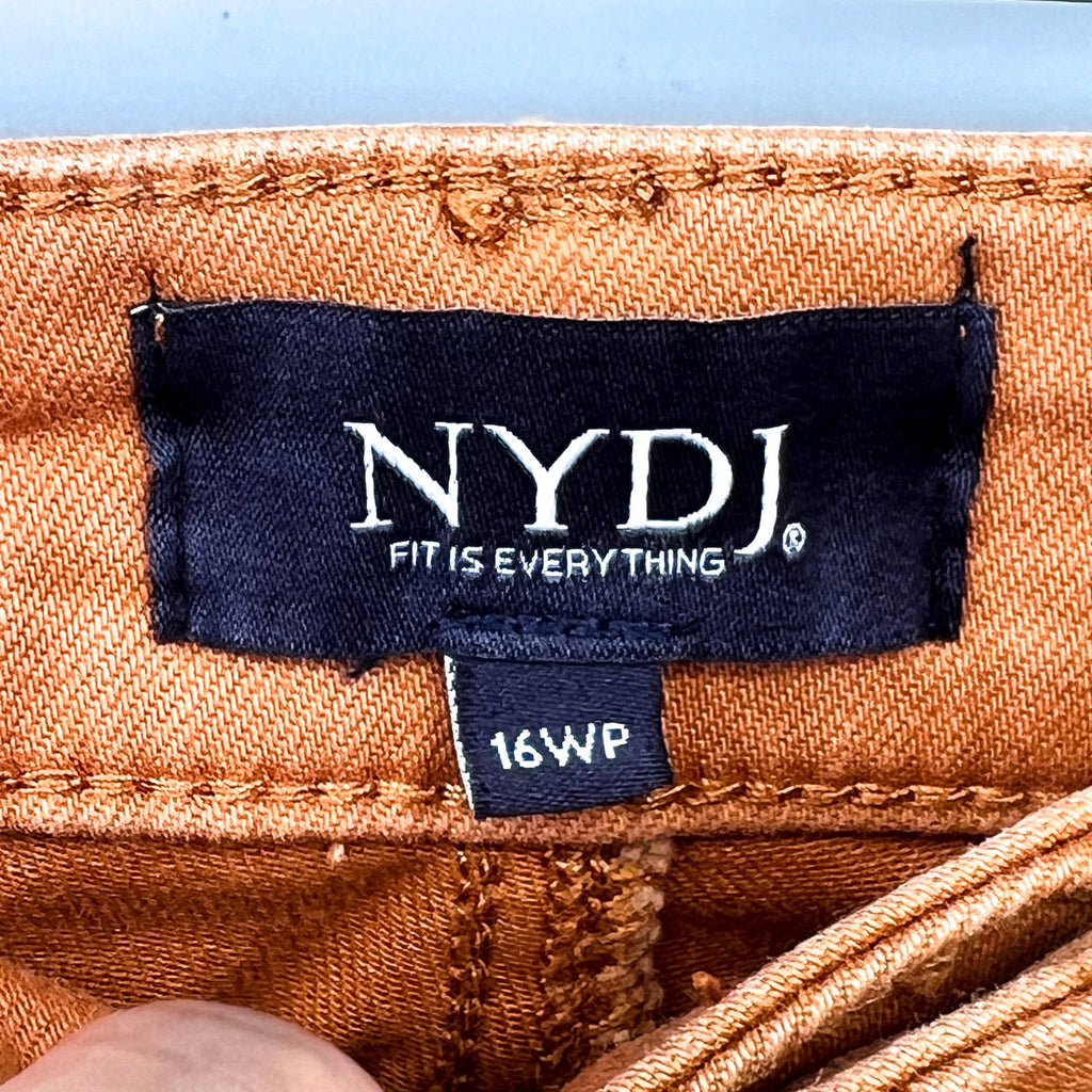 NYDJ Womens Margot Girlfriend Jeans Size 16W PETITE Rust Brown Straight Leg NWT