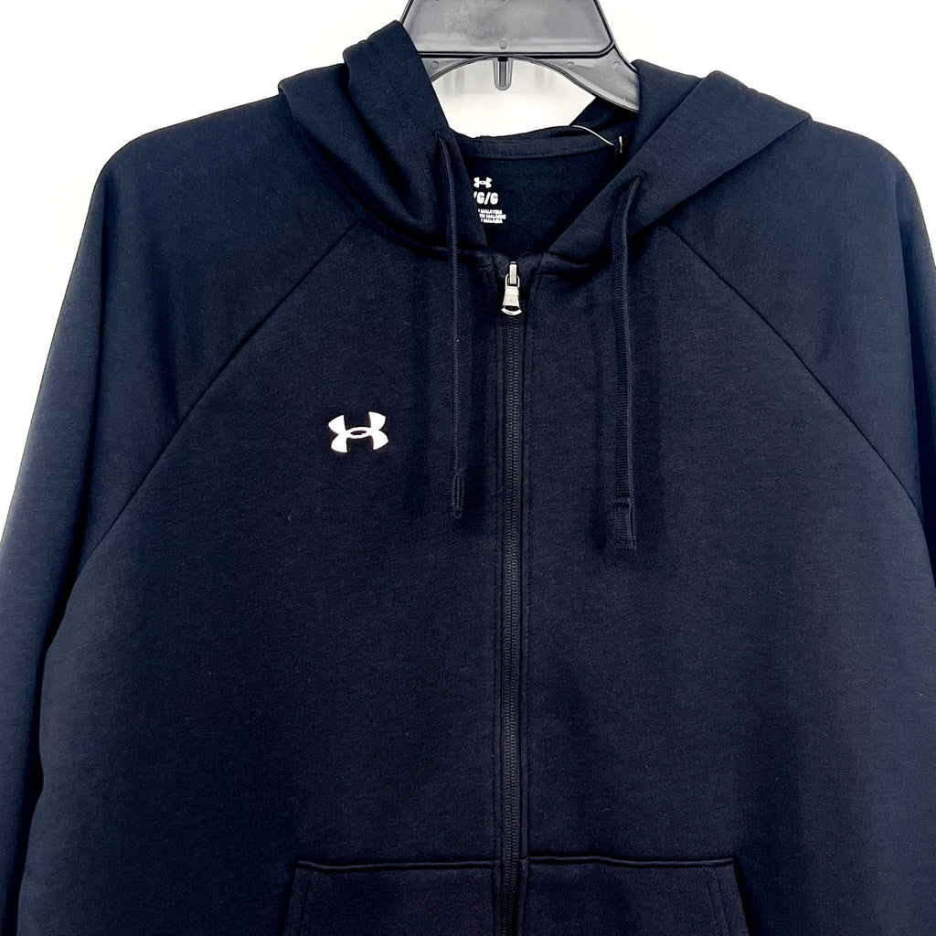 UNDER ARMOUR Womens Rival Fleece Full Zip Hoodie Large Black Sweatshirt NWT
