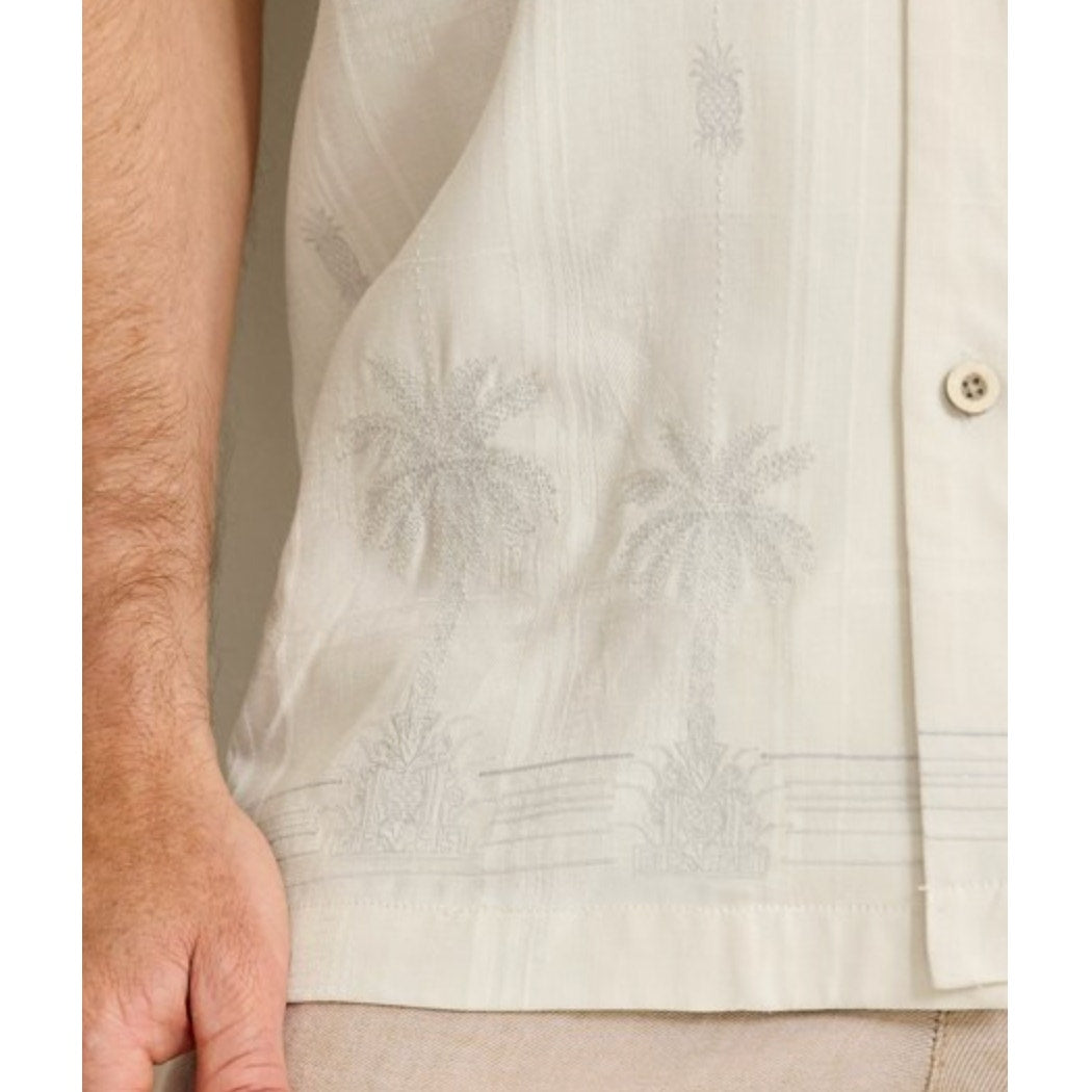 TOMMY BAHAMA Men's Pina Palms Embroidered Shirt XL Cream Continental Silk NWT