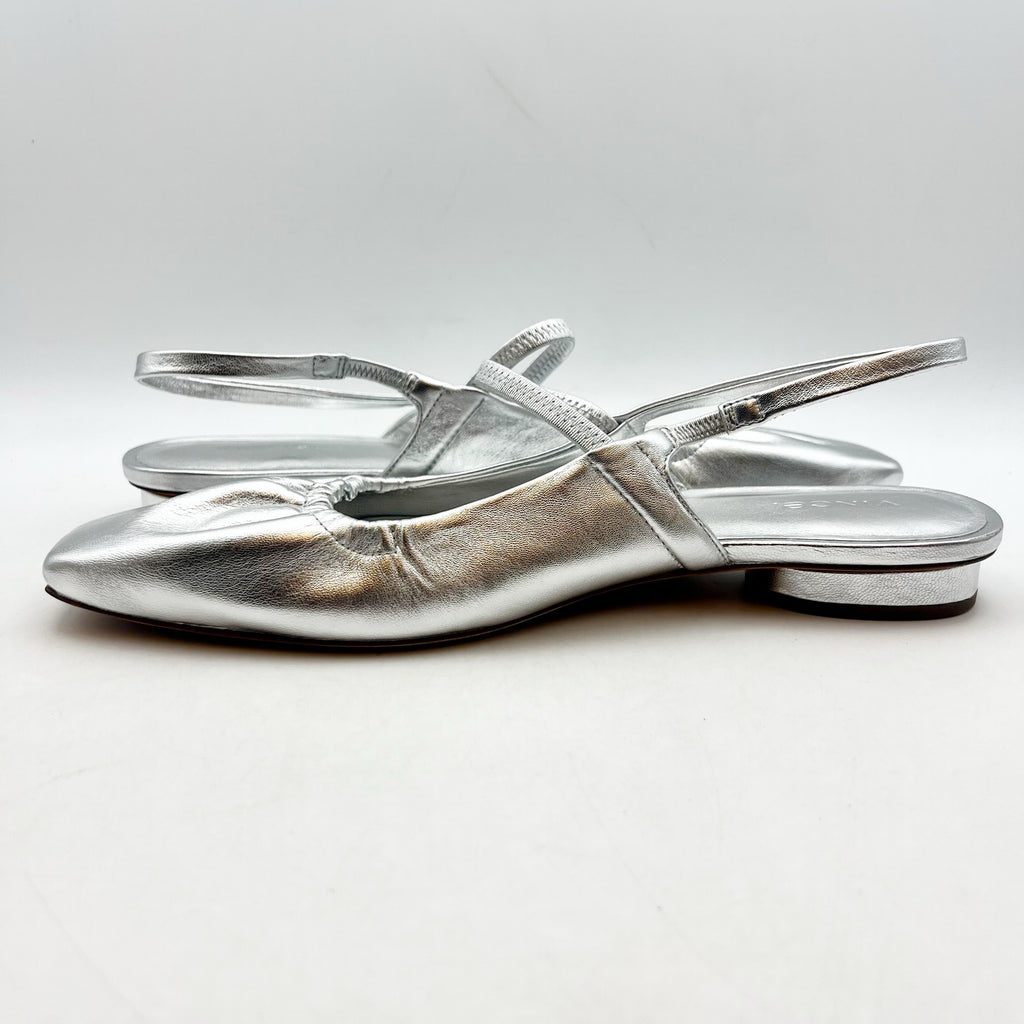 VINCE. Womens Venice Flats US 9.5  EU 40.5 Warm Silver Leather Slip On NIB