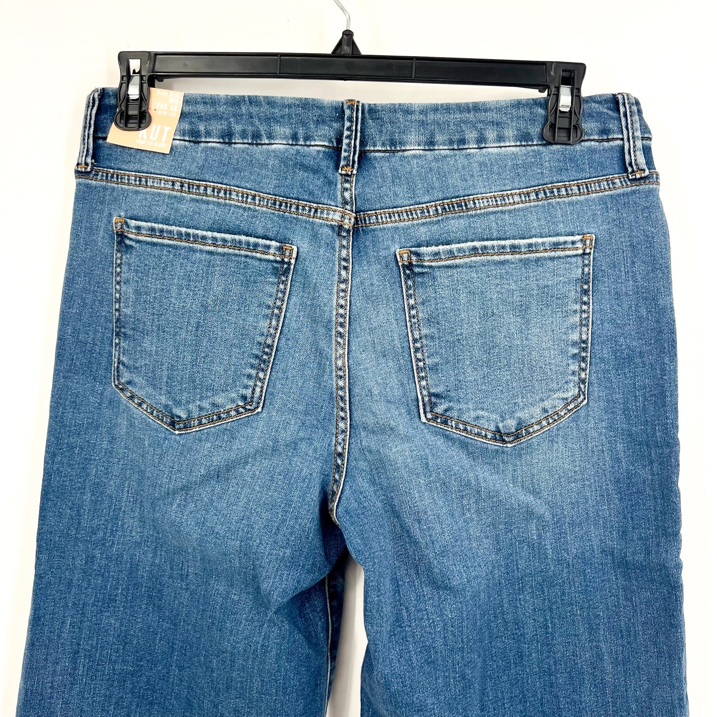 KUT FROM THE KLOTH Meg Wide Leg Jeans 10 Blue Milestone High Rise Fab Ab NWT