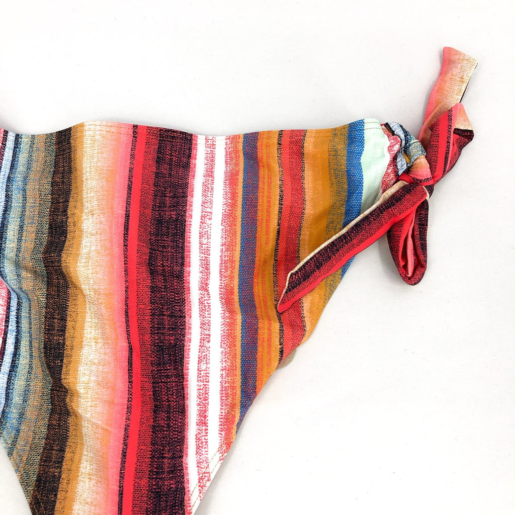PRANA Women's Atalia Bikini Bottom XS Gold Baja Stripe Side Tie Swim NWT