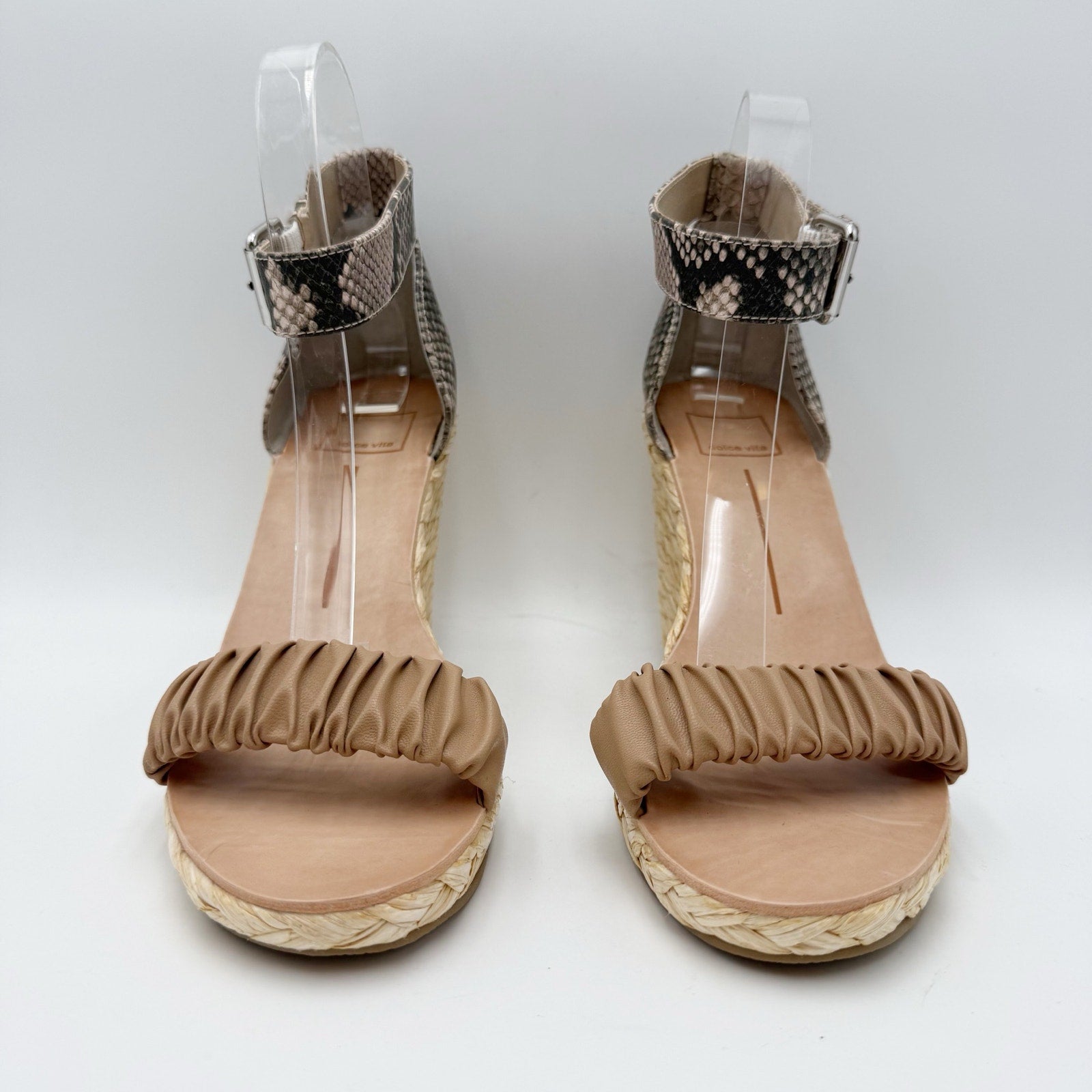 DOLCE Vita Womens Noor Wedge Sandals Size 8.5 Brown Espadrille Leather NWOB
