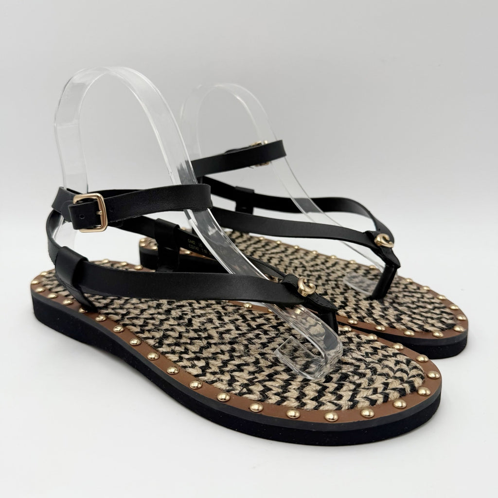 Coach Womens Gracey Sandals Size 7.5 M Black Leather NWOB