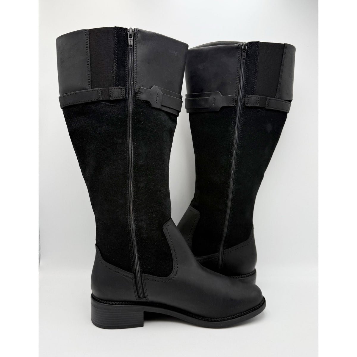 Clarks Womens Maye Carly Knee High Boots Size 9.5 Wide Black Leather NWOB