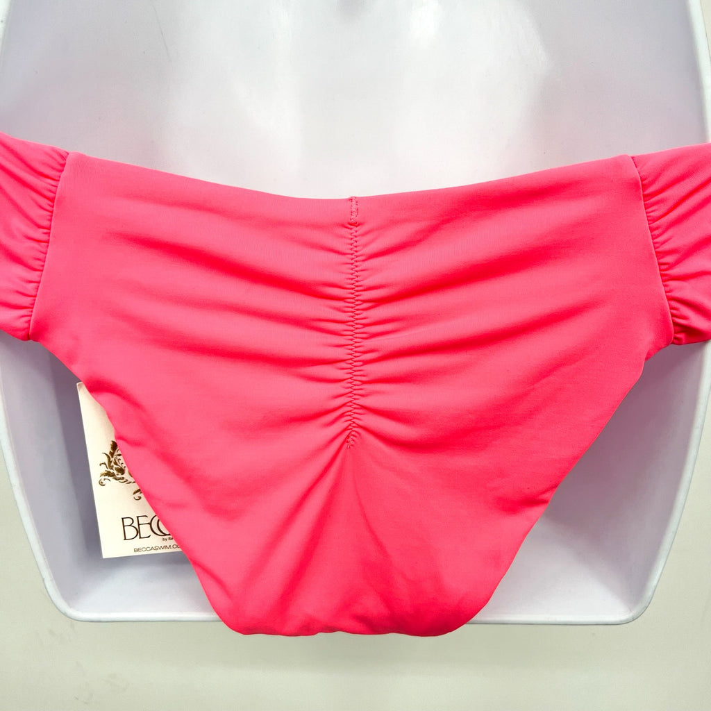 BECCA Womens Coast Adela Hipster Bikini Bottom Large Pink Coral Reef Shirred NWT