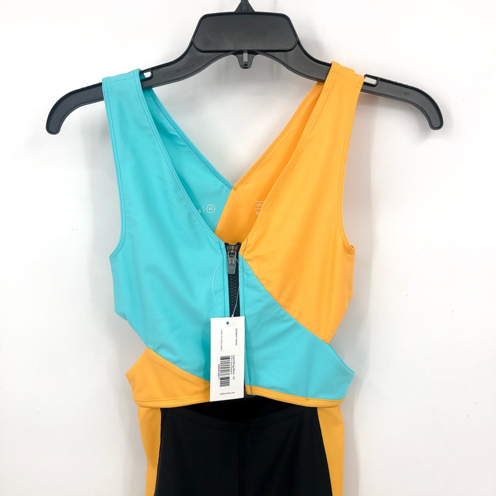OUTDOOR VOICES Women SplashKnit 6" Bodysuit XS Colorblock Black Teal Yellow NWT