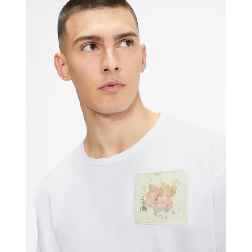 TED BAKER Men's Nofan Embroidered Logo T-Shirt Size 5 White Short Sleeve NWT