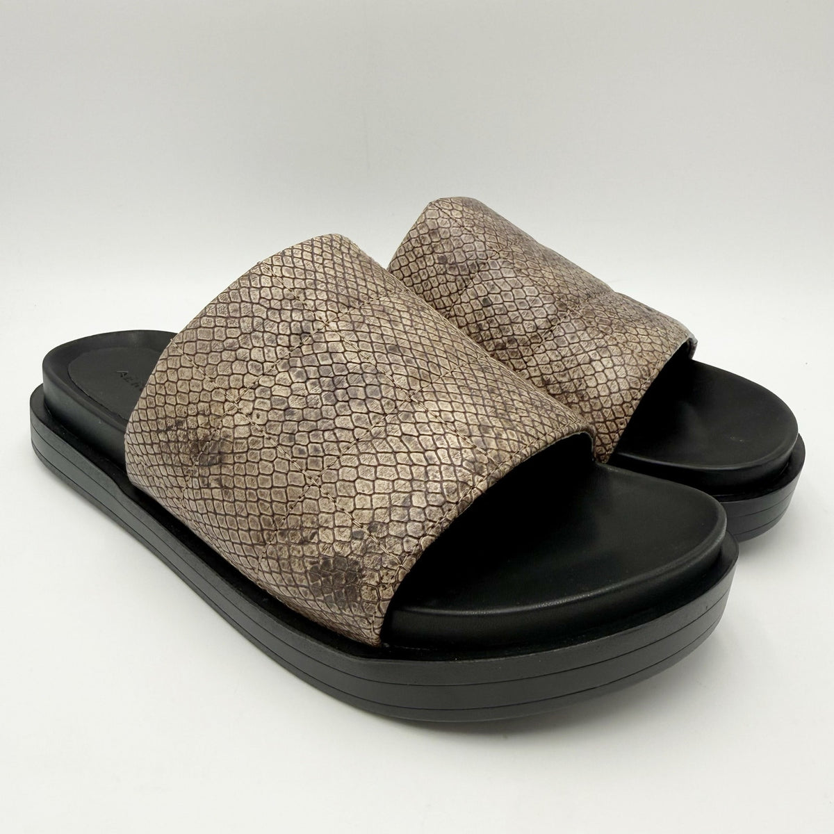 Aerosoles Womens Leila Slide Sandals Size 8.5 M Grey Snake Quilted NWOB
