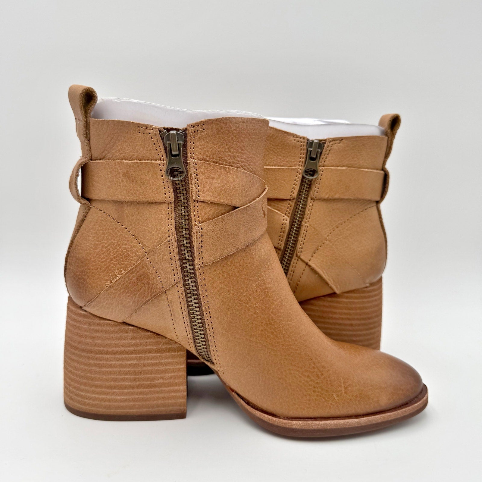 Kork-Ease Womens Joelle Heeled Ankle Booties US 6 M EU 36.5 Brown Leather NIB