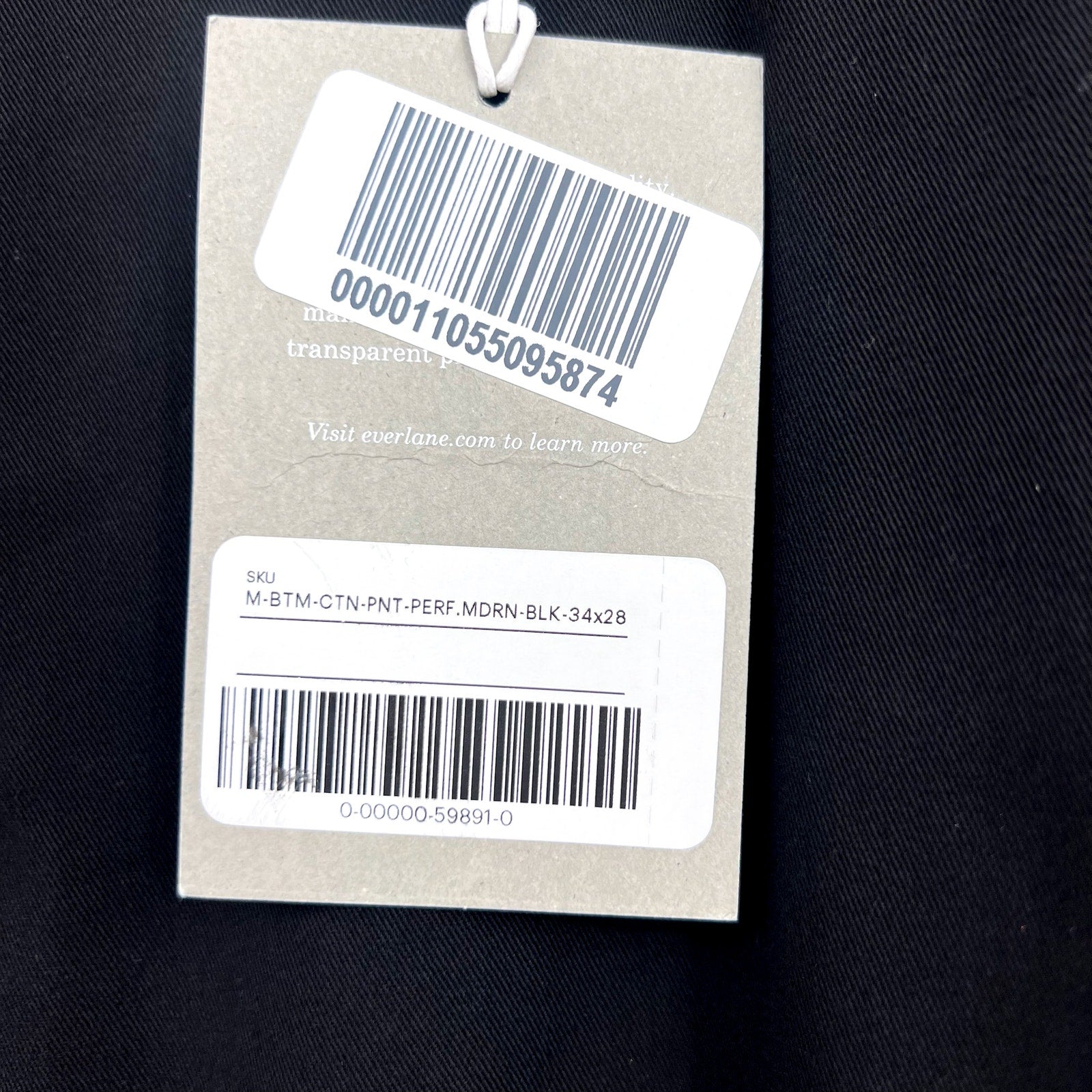 EVERLANE Men's The Performance Chino Pants 32x28 Black Modern Fit NWT