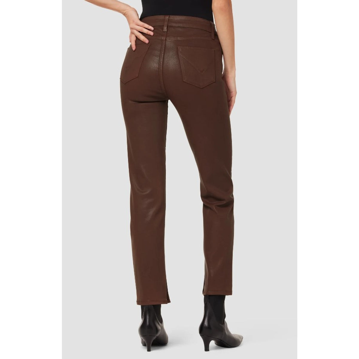 Hudson Womens Nico Straight Ankle Jean Size 25 US 0 Brown Coated Mid-Rise NWOT