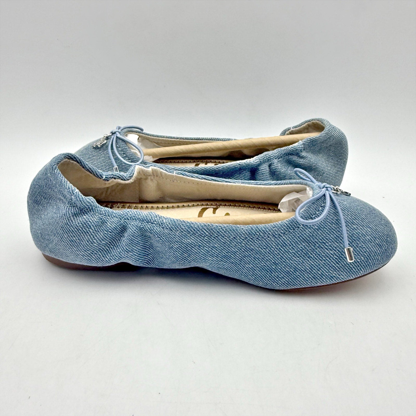Sam Edelman Kids Felicia Ballet Flats US 1 M EU 32 Blue Denim Leather NIB