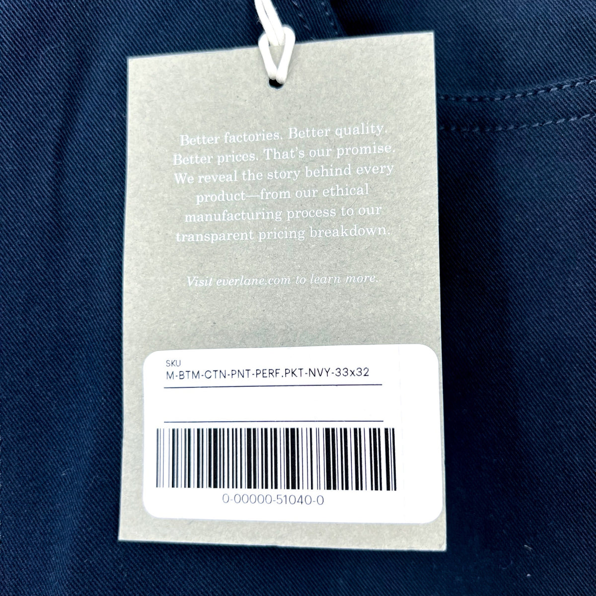 EVERLANE Men's The Performance 5-Pocket Pants 33x32 Navy Blue Stretch Chinos NWT