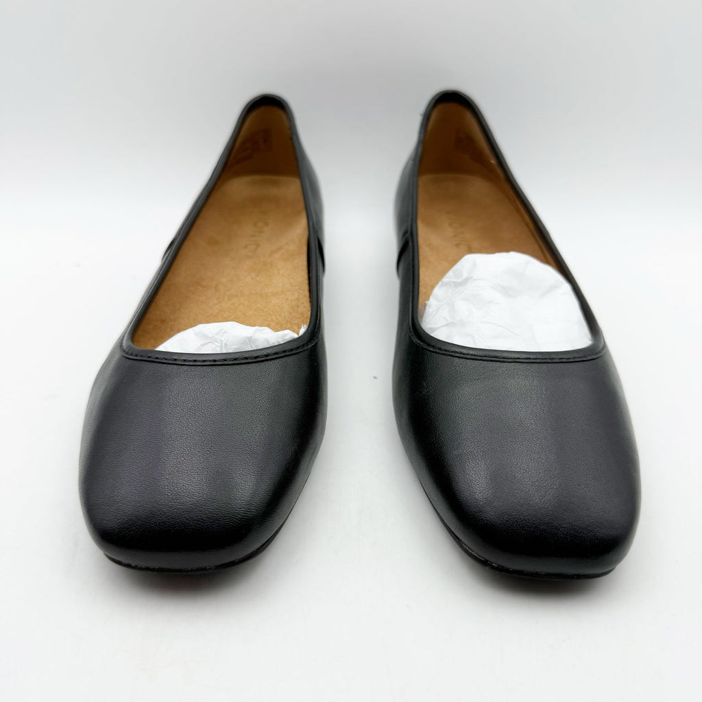 Vionic Womens Orinda Skimmers Flats Size 8.5 WIDE Black Leather Slip On NIB