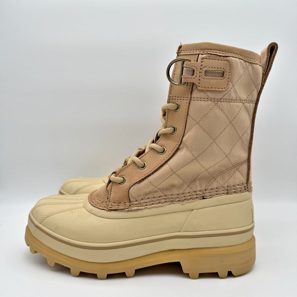 Sorel Womens Caribou Royal Winter Boots US 8.5 Tan Beige Canvas Waterproof NIB