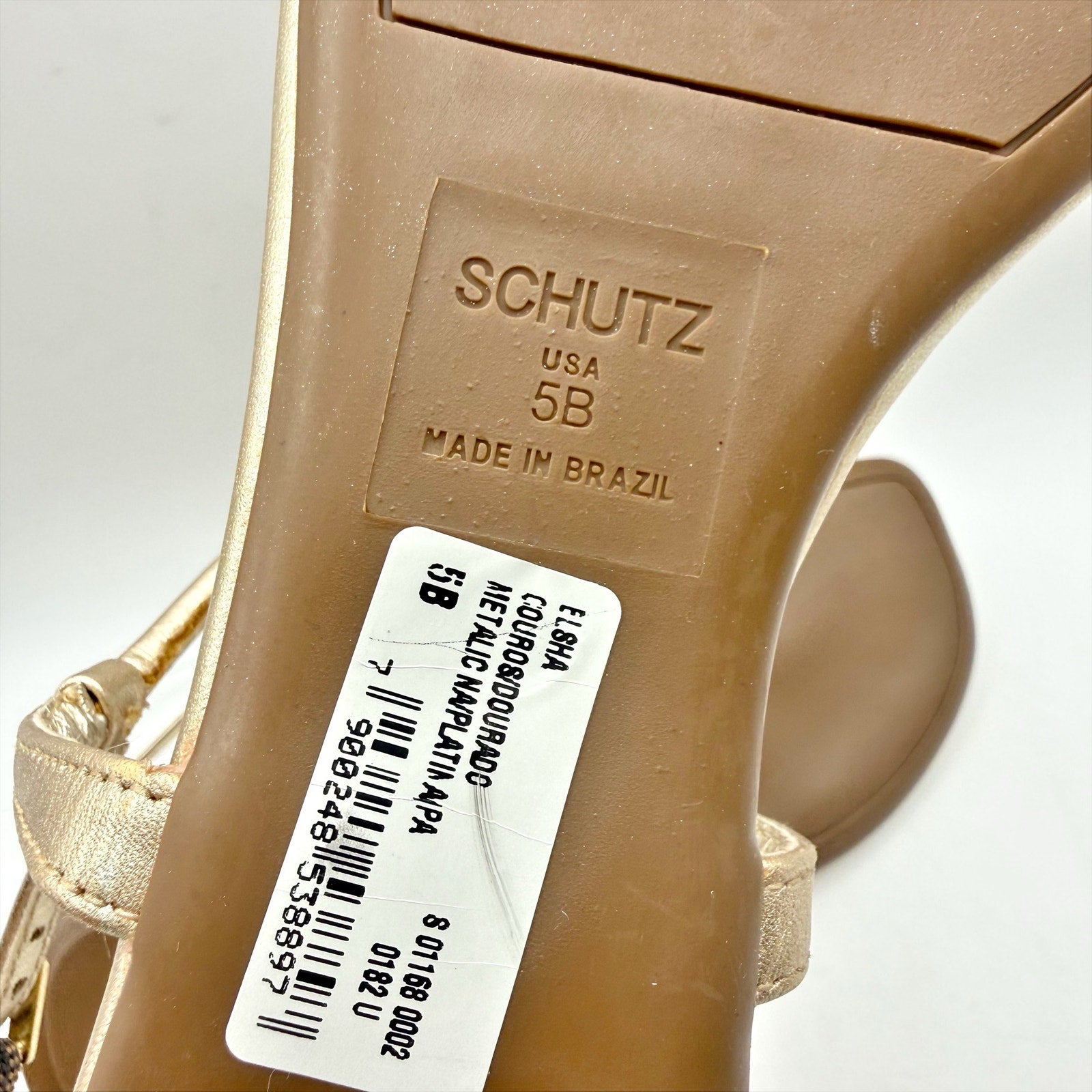 Schutz Womens Elsha Flat Sandals US 5 M Gold Leather NWOB