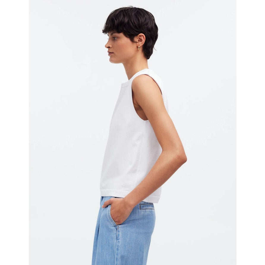 MADEWELL Women's Structured Muscle Tee Small Eyelet White Crewneck NR246 NWT